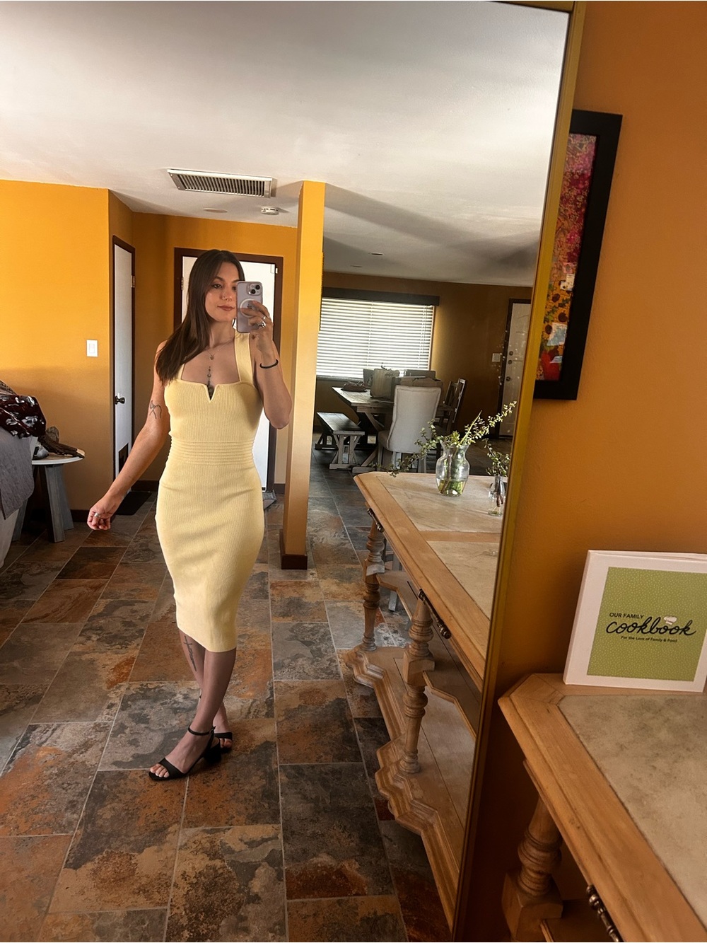 Express Pastel Yellow Bodycon Midi Dress Cross Open Back Ruched Medium/Small - Picture 8 of 10